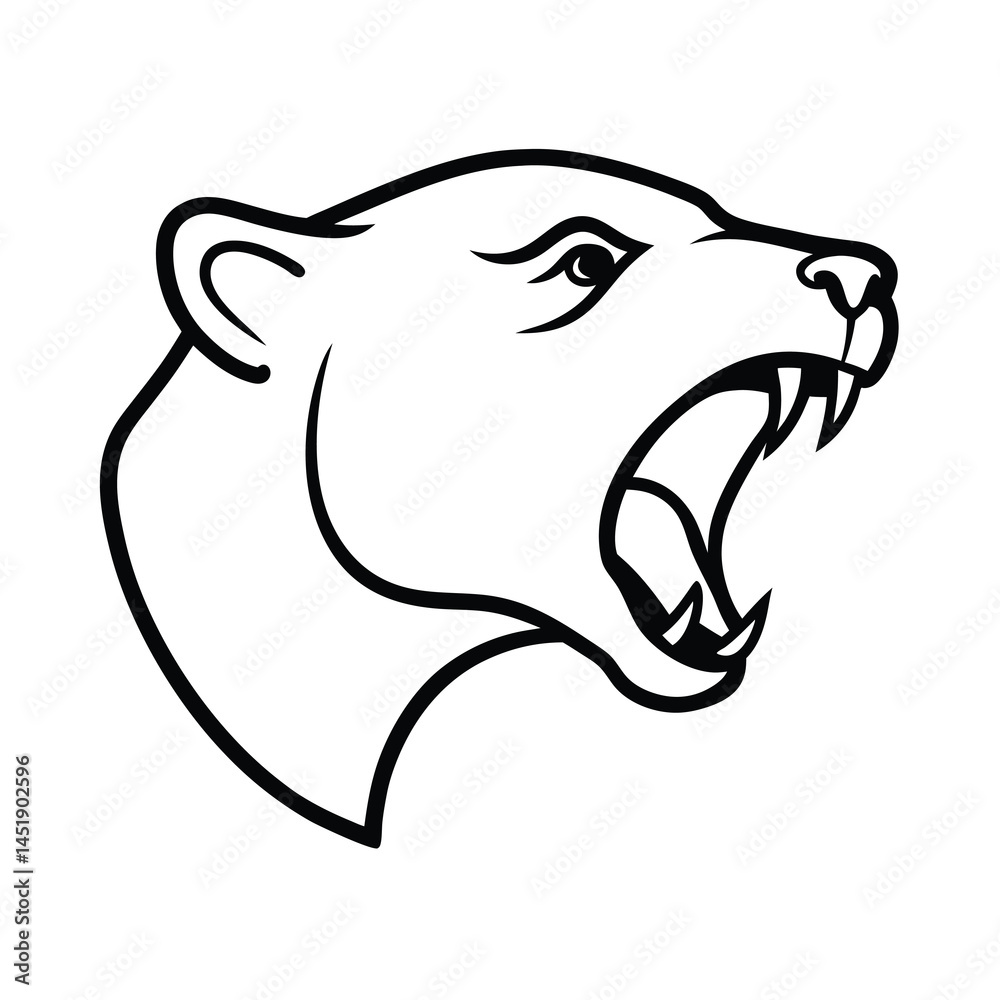 Obraz premium Aggressive Bear Roaring Silhouette Vector Illustration Design