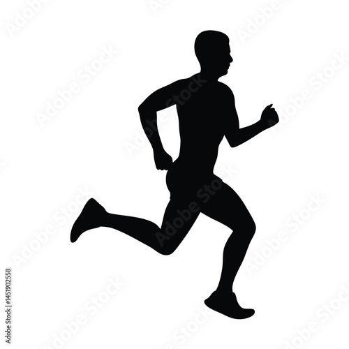 Silhouette of a man running, sprinting in motion