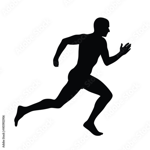 Silhouette of a man running, sprinting in motion