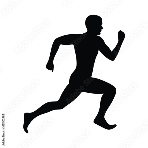 Silhouette of a man running, sprinting in motion
