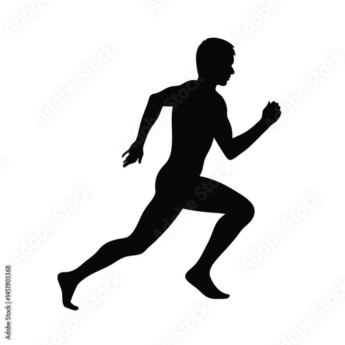 Silhouette of a man running, sprinting in motion