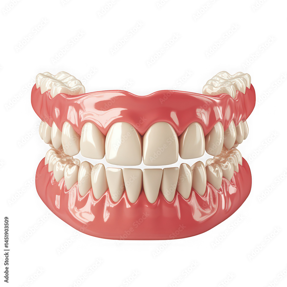 Set of dentures complete on transparent background Set of dentures complete on transparent background
