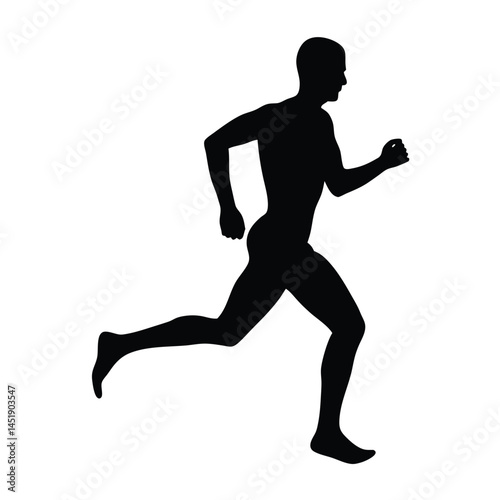 Silhouette of a man running, sprinting in motion