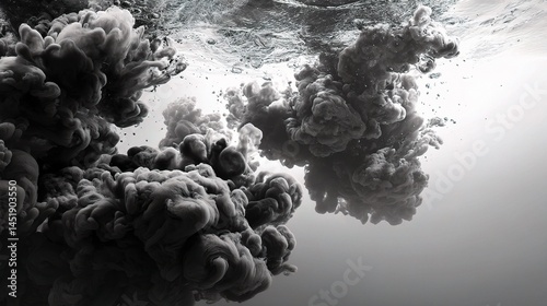Obraz na płótnie Underwater Pollution with Black Ink Cloud in Murky Waters w salonie