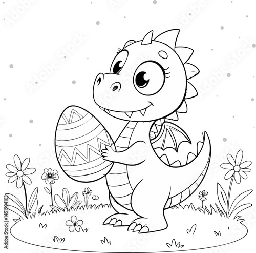 easter dinosaur coloring page. ready to print on standard 8.5x11 inch paper