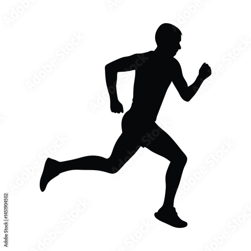 Silhouette of a man running, sprinting in motion