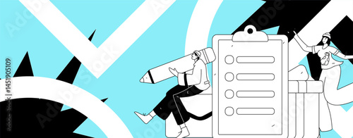 Invite friends to conduct questionnaire flat vector concept operation hand drawn illustration
