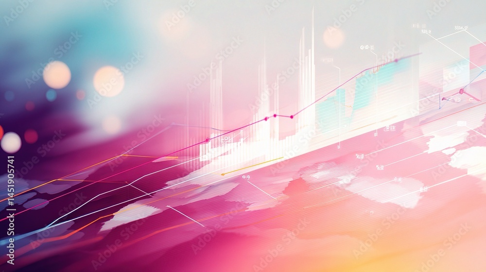 Abstract Data Dashboard Overlay with Light Gradient Background