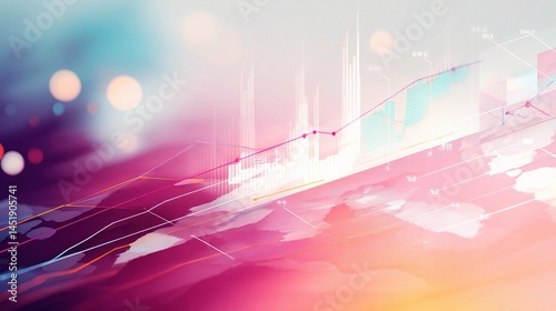 Obraz na płótnie Abstract Data Dashboard Overlay with Light Gradient Background w salonie