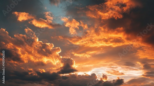 Obraz na płótnie Dramatic Sunset Sky Filled with Spectacular Clouds at Dusk w salonie