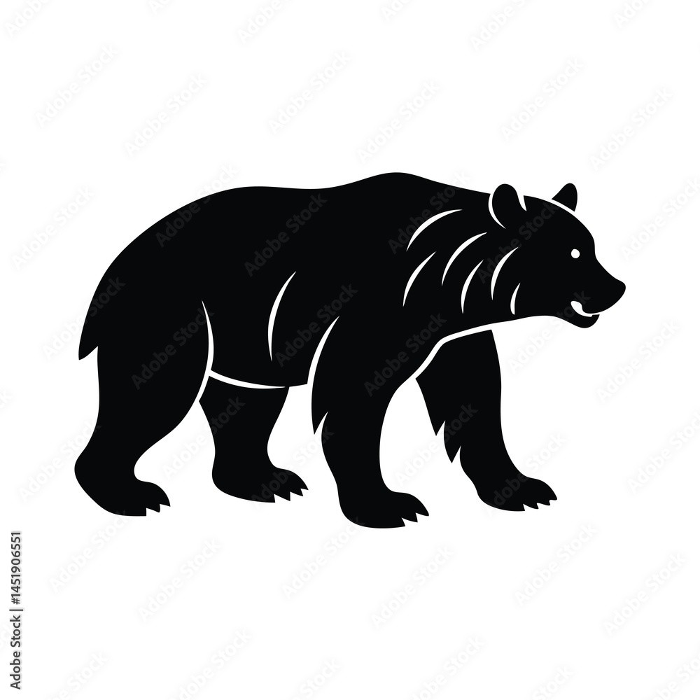 Obraz premium Grizzly Bear Silhouette Vector Illustration Rugged and Wild Features