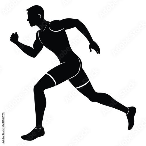 Silhouette of a man running, sprinting in motion