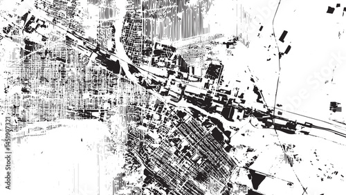 Vector grunge cracked texture Transparent background. illustration of a country map with halftone effect for infographic. 