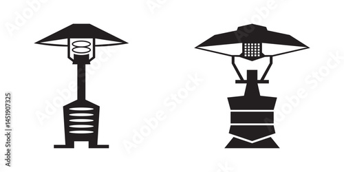 Vector illustration of outdoor gas heater silhouettes