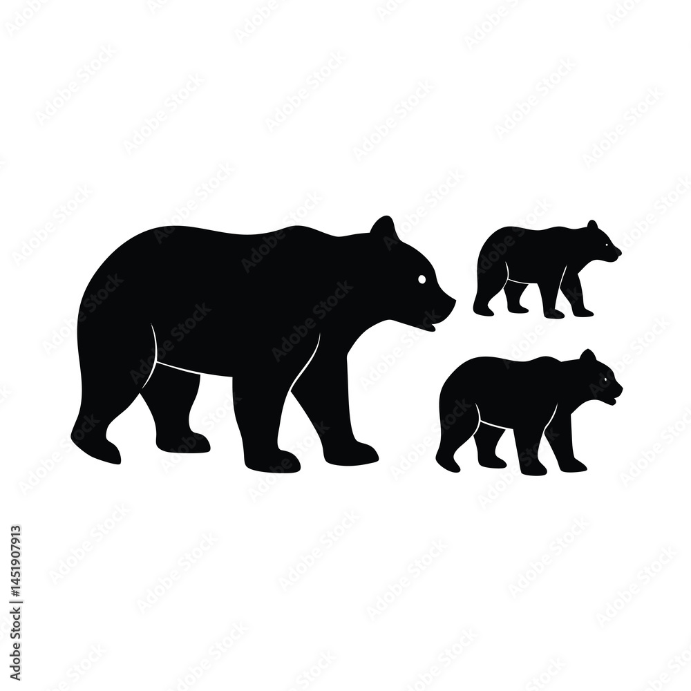 Fototapeta premium Stylized Walking Bear Silhouette Vector Illustration