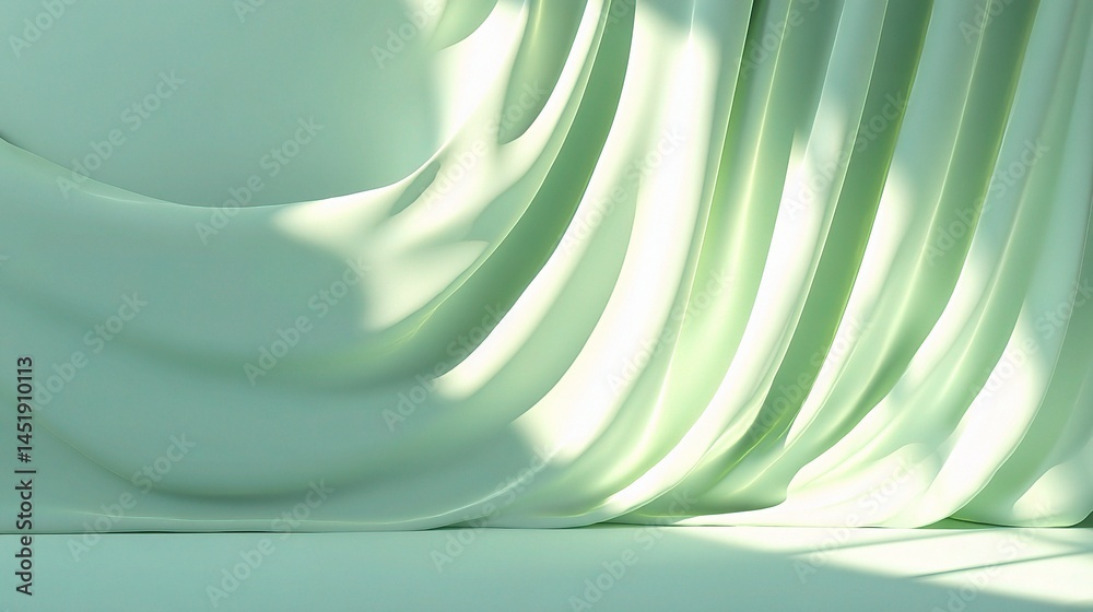 Soft Green Abstract Background with Gentle Sunlight Highlights in 3D