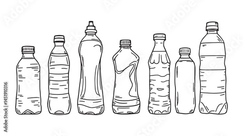 Water bottle art elegant outline sketch in clean vector style