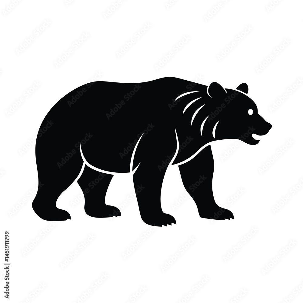 Fototapeta premium Mountain Bear Black Silhouette Vector Illustration Rugged and Strong