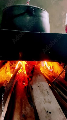 Traditional Cooking Over Wood Fire 