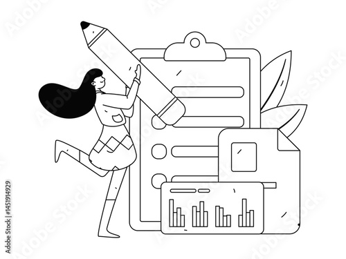 Invite friends to conduct questionnaire flat vector concept operation hand drawn illustration
