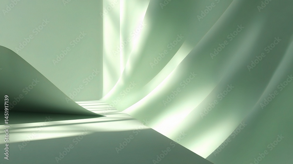 Soft Green Abstract Background with Bright Sunlight Effects