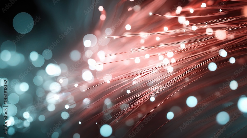 Abstract Fiber Optic Lights Creating Glowing Bokeh Effects