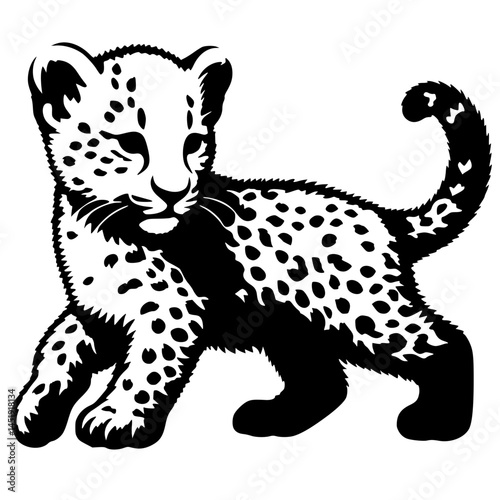 Leopard cub silhouette