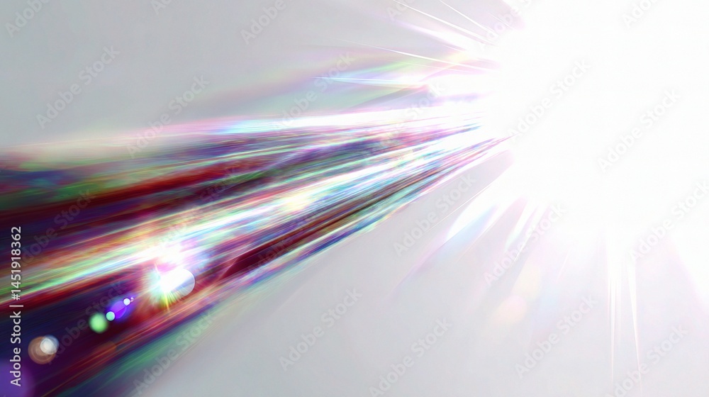 Radiant Colorful Lens Flare with Bright Beams of Light Stretching Out