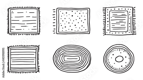Wool Rug line art illustration detailed artistic representation of texture