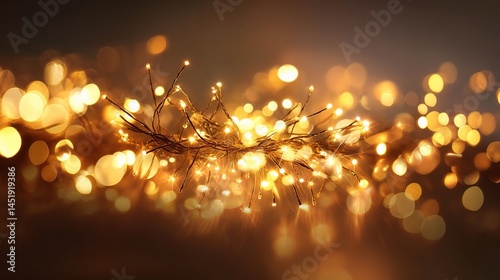 Obraz na płótnie Radiating Gold Lights with Glowing Christmas Ambiance w salonie