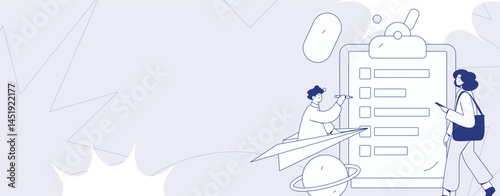Invite friends to conduct questionnaire flat vector concept operation hand drawn illustration

