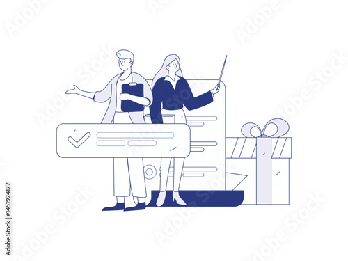 Invite friends to conduct questionnaire flat vector concept operation hand drawn illustration
