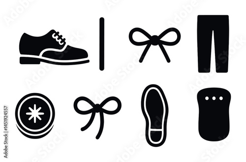 Fashion silhouette icons set – clothing, footwear, and apparel symbols