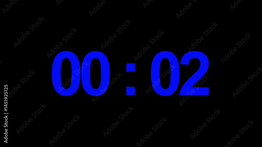 Counting from zero to one minute on digital clock, one minute timer, 10 second numbers count, black background footage Counting from zero to one minute on digital clock, one minute timer, 10 second numbers count, black background footage