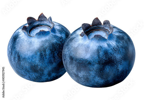 blueberries closeup - two fresh blue berries isolated