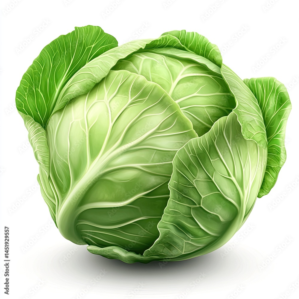 Obraz premium Vibrant Green Cabbage: A Fresh and Healthy Vegetable Close-up Image