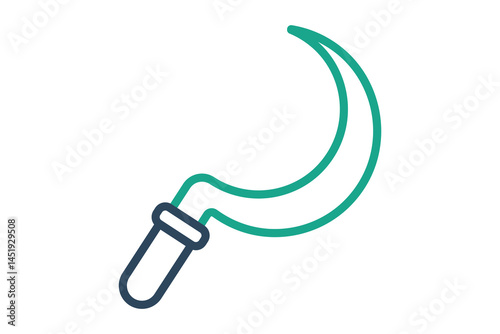 Sickle icon. line icon style. icon related to manual cultivation and work. agriculture elements vector illustration