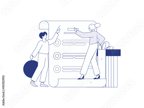 Invite friends to conduct questionnaire flat vector concept operation hand drawn illustration
