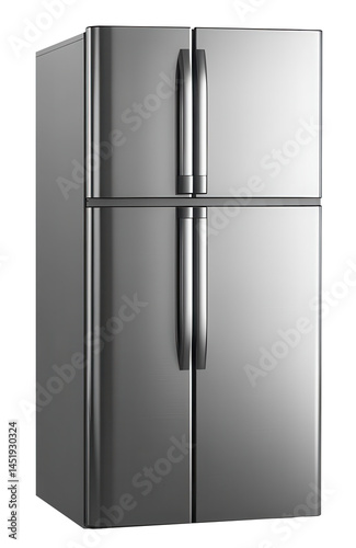 Silver Style Refrigerator on isolated white background.