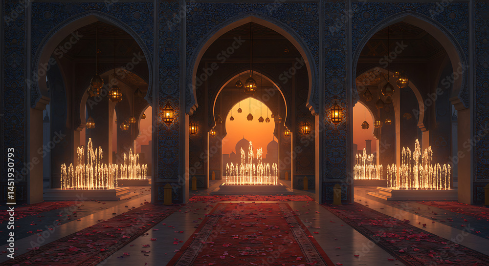 Obraz premium Eid al-Fitr celebration atmosphere with stunning Islamic architectural details