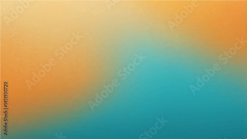 Abstract orange yellow and turquoise gradient noisy grain background texture