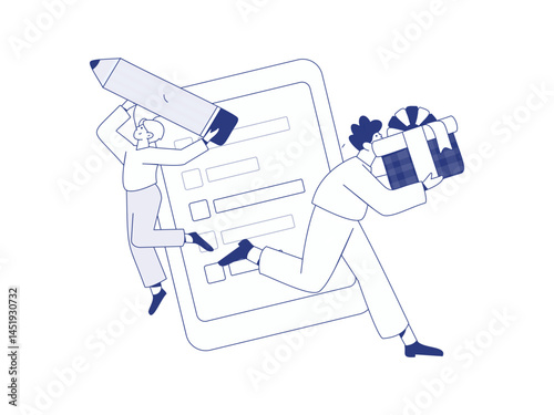 Invite friends to conduct questionnaire flat vector concept operation hand drawn illustration
