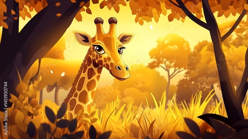 Giraffe Sunset African Savannah. photo