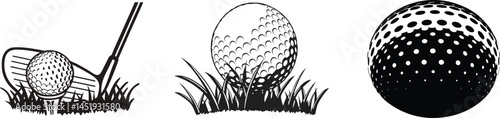 Golf ball vector icon, Club vector, Golf ball symbol, art illustration.