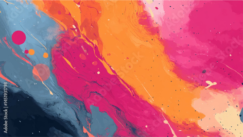 Fényképezés A watercolor artwork features a vibrant explosion of orange, pink, and purple hu
