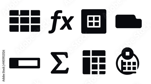 Collection of vector mathematics and computing icons for design projects