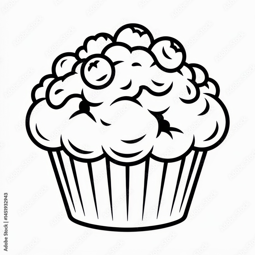 Black and White Muffin Illustration Simple and Bold Design for Sweet Treats Black and White Muffin Illustration Simple and Bold Design for Sweet Treats