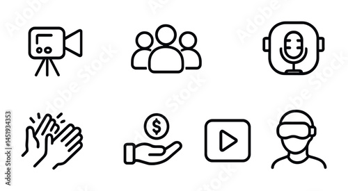 Media and communication 3d icons set – podcast, audio, broadcast graphics