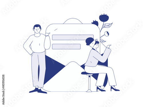 Invite friends to conduct questionnaire flat vector concept operation hand drawn illustration
