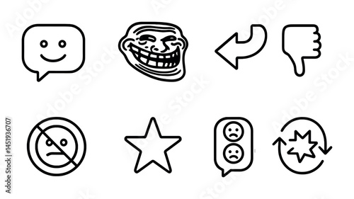 Icon set featuring meme face, emojis, and social media reactions for digital design